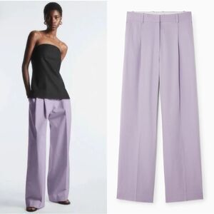 NWT COS RELAXED LINEN-BLEND WIDE LEG TROUSERS LILAC